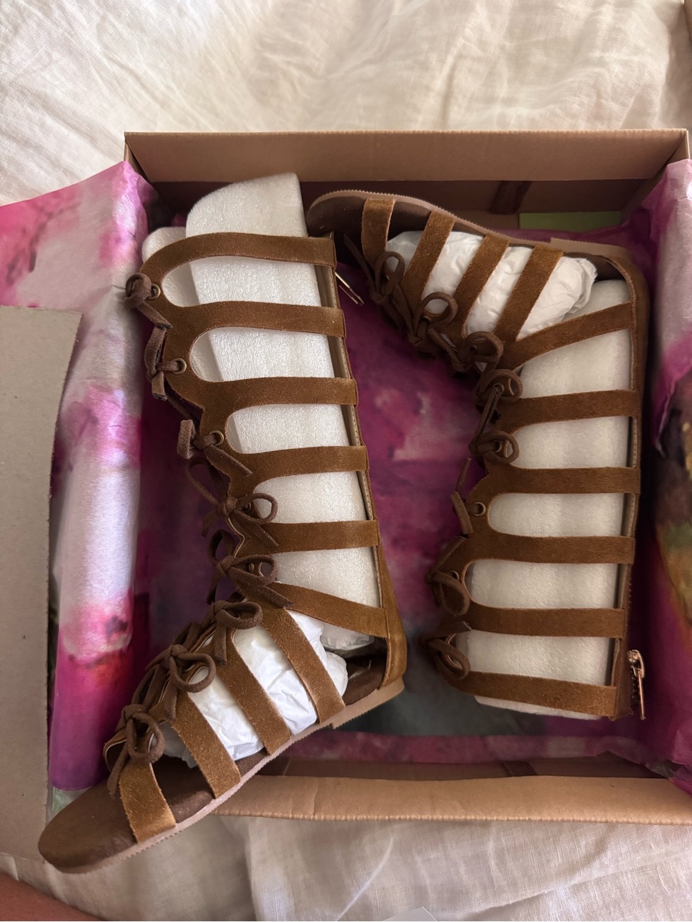 Joyfolie Brown Suede Gladiator Sandals for Kids Farrah Size 7 toddler